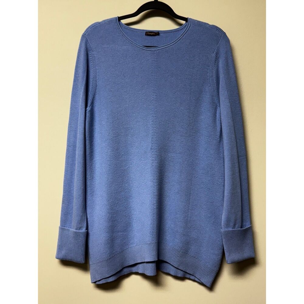J. McLAUGHLIN Periwinkle Cuffed Sleeve Modal Blend Long Line Sweater, Sz L